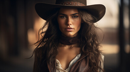 Western Style Portrait of a Woman Wearing a Hat