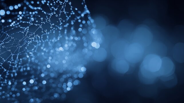 Stunning blue molecular structure with glowing particles and bokeh effect - Powered by Adobe