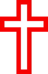 Obraz premium Bold red cross with black fill on transparent background