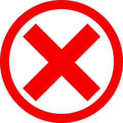 Obraz premium Red circle with a black x inside prohibition symbol on transparent background