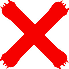 Obraz premium Bold red x mark symbol with sharp edges on transparent background