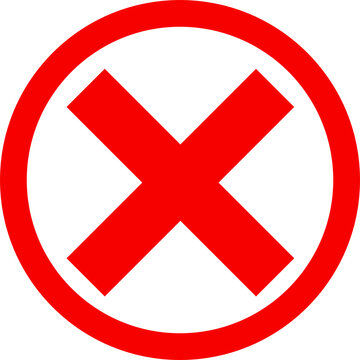 Red circle with a black x inside prohibition symbol on transparent background