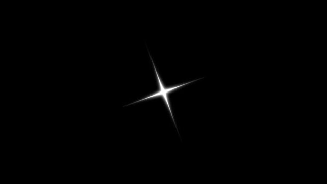 Star twinkling shine animation, Stars shine effect, white cartoon blinking stars, flat vector doodle sparkle, 2D shining twinkle effect on black screen,  twinkle star animation on transparent. 4K