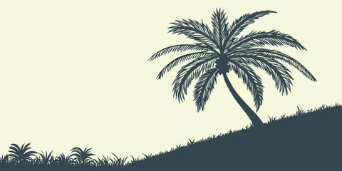 Lonely palm tree on hillside © Alone