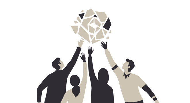 Synergistic Team Reaching for Collaborative Innovation and Solving Complex Business Challenges (Vector)