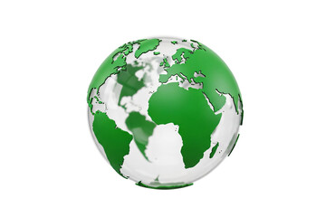 Obraz premium 3d green and white globe isolated on transparent background