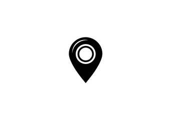 Black map pin location icon symbol png on transparent background