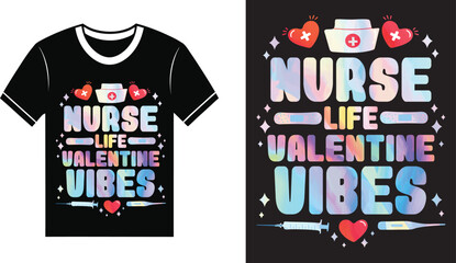 Nurse Valentine T-Shirt Design with Heart and Stethoscope,  Minimal Nurse Valentine T-Shirt Design for Valentine&rsquo;s Day, Nurse Valentine Shirt Design with Medical Elements