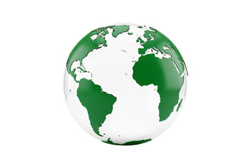 Obraz premium Green and white globe centered on africa isolated on transparent background
