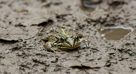 Obraz premium Life in the Mud: The Common Frog