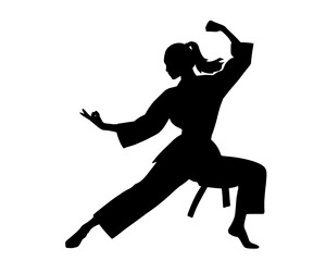Karate silhouette, female karate player, vector illustration  © Amalia
