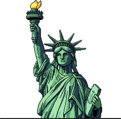 Fototapeta premium Statue of Liberty illustration, iconic symbol of freedom and democracy, New York City landmark