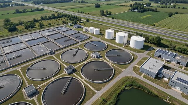 Innovative wastewater treatment facility showcasing advanced water processing technology and environmental sustainability