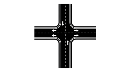 Road Intersection Top View Icon Vector isolated PNG with Transparent Background