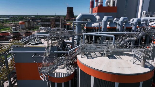 General view of the thermal power plant in summer