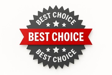 Obraz premium Best choice award badge with red ribbon and stars