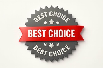 Obraz premium Best choice award badge with red ribbon and stars