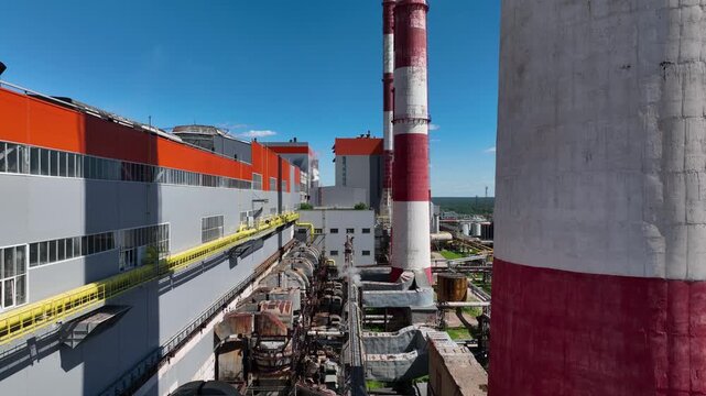 General view of the thermal power plant in summer
