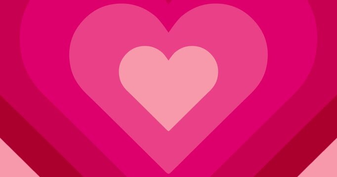 Valentine's Day card with hearts and French text "Je t'aime". On moving hypnotic Hearts background and pretty typography. Seamless Psychedelic hearts for Valentines day concept. 