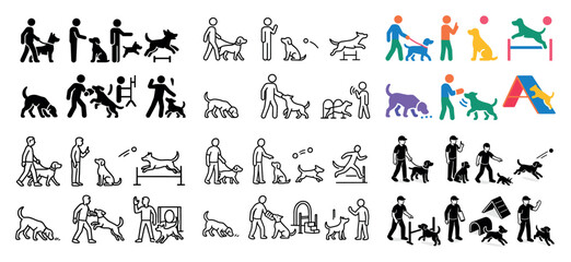 Naklejka premium Dog training icons and activities