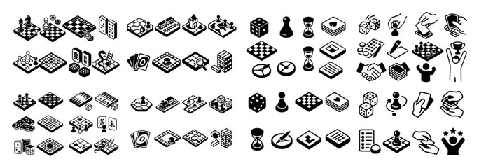 Isometric board game icons collection