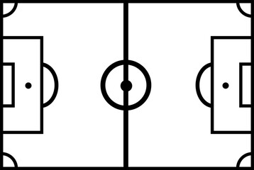 Minimalist soccer field outline vector illustration for sports design and graphic elements isolated...