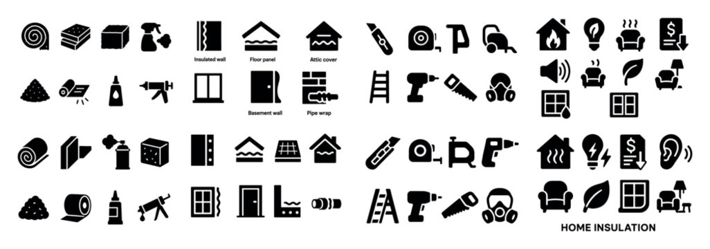 Home insulation icon set
