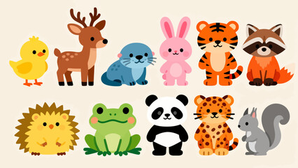 Fototapeta premium Cute cartoon animals collection