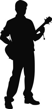 Man Playing A Santur Instrument Silhouette