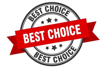 Fototapeta premium Best choice badge with red ribbon and stars