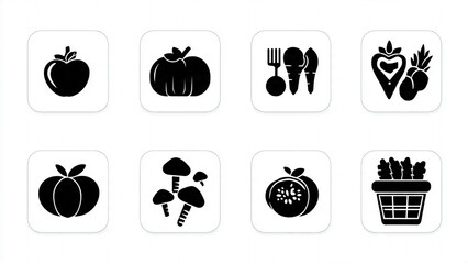 vegetables icons set