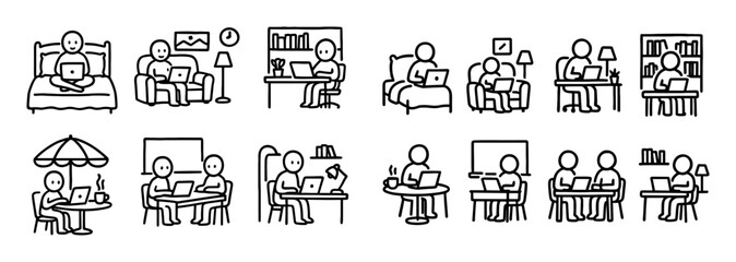 Remote Learning Doodle Icons