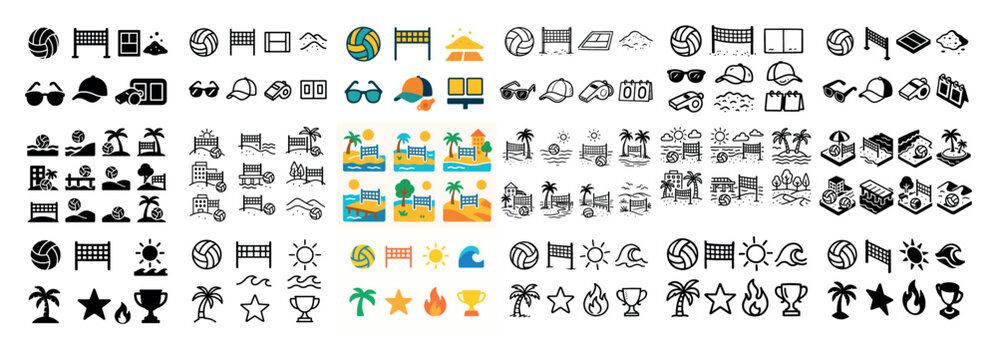 Beach vacation icon collection set