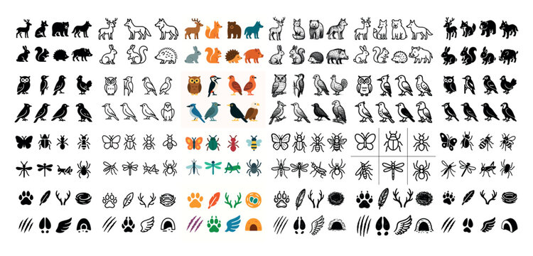Animal silhouettes and outlines collection