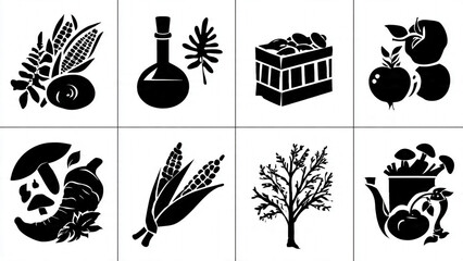 set of different types of wheat