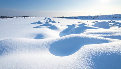 Obraz premium Serene Winter Landscape with Fresh Powdery Snow Under a Clear Sky