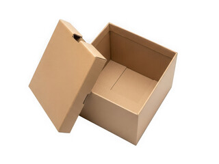 Open cardboard box isolated on transparent background