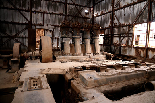 Interior details of the ruins of the Santiago Humberstone and Santa Laura saltpetre factories, Chile