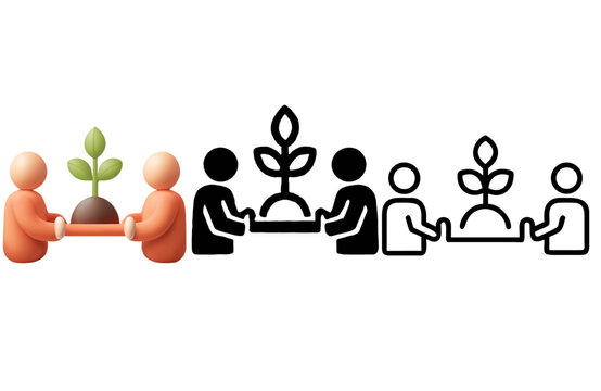 Sustainable Planting Icon - Environmental Growth and Nature Conservation Outline Vector