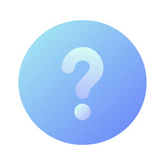 White Question Mark on Blue Gradient Circle Background Icon