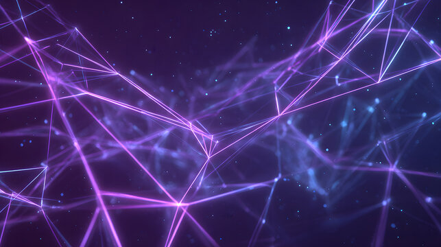 Abstract network of glowing lines in space