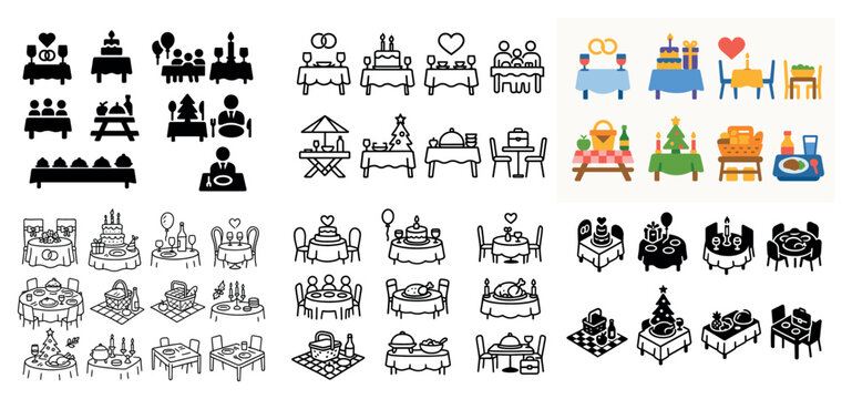 Diverse dining table setups and styles