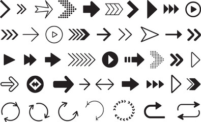 Black Vector Arrow Icons Set - Diverse Directions and Modern Styles
