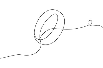 Obraz premium Minimalist continuous one line drawing of a wedding ring. This elegant outline illustration is perfect for marriage, engagement, and jewelry design concepts on a white background.