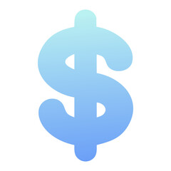 Obraz premium Blue Gradient Dollar Sign Icon on White Background