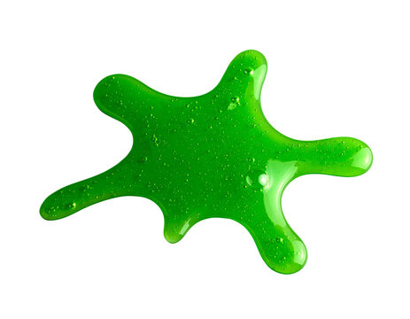 Abstract Irregular green slime splatter with bubbly texture., Isolated Transparent Background, Generative AI