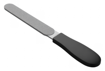 Emery board nail file with black handle isolated on a transparent background