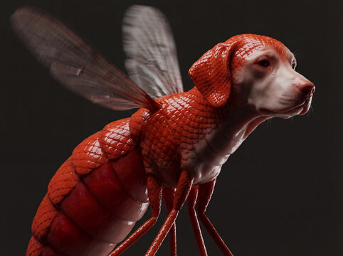 fantasy insect dog hybrid portrait