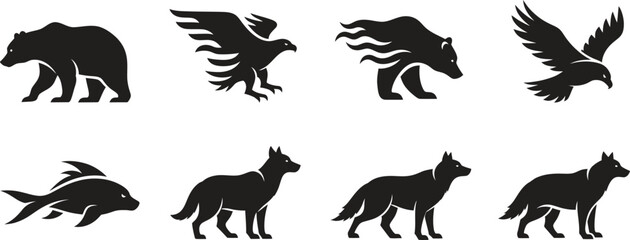 Collection of animal silhouettes featuring various wildlife