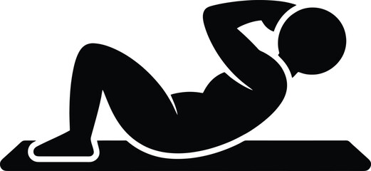 A person doing sit ups on a mat a striking black silhouette © Tasnim Hossain